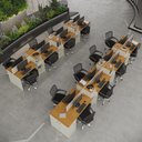 Ver imagem 1 de Estação de Trabalho 16 Lugares Office Smart 16 Mesas 12 Armários 1 Aparador - Off White e Cedro
