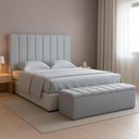 Ver imagem 2 de Cabeceira e Recamier Bau Casal 140 Cm Dalia Suede Cinza Artte