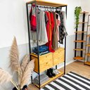 Ver imagem 2 de Arara de Roupas High Style Industrial Ample com 2 Gaveteiros Nozes e Preto