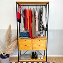 Ver imagem 1 de Arara de Roupas High Style Industrial Ample com 2 Gaveteiros Nozes e Preto