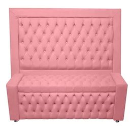 Kit Cabeceira de Cama Box e Calçadeira Baú Retro Capitonê Botão Encapados Casal 140 Cm Suede Rosa El - 1