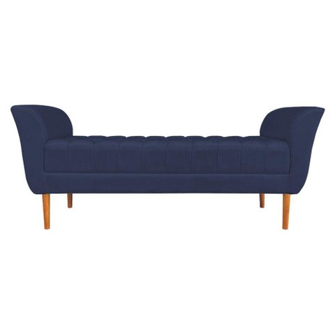 Calçadeira Recamier Casal 1,50m Londres Veludo Azul Marinho - Pallazio