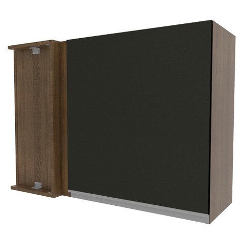 Armário Aéreo de Canto Glamy 1 Porta Rustic/Preto Madesa