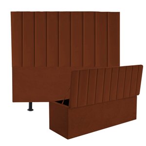 Kit Cabeceira e Calçadeira Baú King 195cm Cancun Suede Terracota - D A DECOR