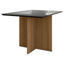 Ver imagem 1 de Mesa de Jantar 120cm Helo com Vidro Carvalho Grafite – Poliman