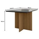 Ver imagem 2 de Mesa de Jantar 120cm Helo com Vidro Carvalho Grafite – Poliman