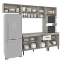 Ver imagem 2 de Cozinha Modulada com Balcão Tampo Max 262 Cm Armário Nicho Forno Mdp Cinza Champanhe - Clicklar