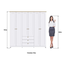 Ver imagem 2 de Conjunto Quarto Casal Completo 3 Peças 6 Portas 7 Gavetas Branco - Decibal Móveis