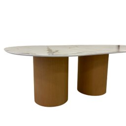 Mesa de Jantar Oásis Orgânica Cilíndrica Calacata Gold 180x100 Cm - 2