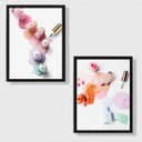 Ver imagem 1 de Kit 2 Quadros Decorativos vidros Esmaltes 24x18cm - com vidro:Madeira preta
