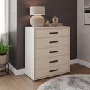 Ver imagem 1 de Cômoda Valência com 5 Gavetas 90x104cm Branco/Creme 240831