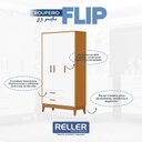 Ver imagem 3 de Jogo de Quarto Infantil Flip Guarda Roupa 3 Portas e Berço Americano Branco Fosco/savana - Reller M