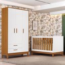 Ver imagem 2 de Jogo de Quarto Infantil Flip Guarda Roupa 3 Portas e Berço Americano Branco Fosco/savana - Reller M