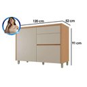Ver imagem 4 de Gabinete de Cozinha Modulado C/ Tampo Condessa C/ 1 Porta e 3 Gavetas 120cm Carvalho/greice - Nesher
