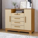 Ver imagem 1 de Cômoda com 2 Portas 4 Gavetas e Chave 120,5cm Multimóveis CR35668 Madeirado/Off White