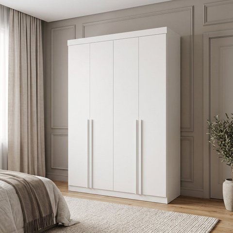 Guarda Roupa Solteiro 4 Portas 2 Gavetas 153,5cm
