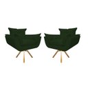 Ver imagem 1 de Kit 2 Poltronas Decorativa Opala Base Giratória Suede Verde Mz Decor