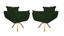 Ver imagem 1 de Kit 2 Poltronas Decorativa Opala Base Giratória Suede Verde Mz Decor