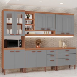Cozinha Modulada Completa Ester New 100% Mdf Tuboarte 10 Portas e 6 Gavetas
