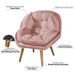 Poltrona Sênior e Puf Decorativa para Salão de Beleza Rose - 4