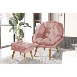 Poltrona Sênior e Puf Decorativa para Salão de Beleza Rose - 2