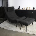 Ver imagem 2 de Kit 01 Poltrona e 01 Puff Sher Suede Pés Palito de Ferro - D’Rossi Preto