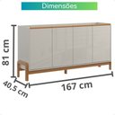 Ver imagem 4 de Buffet Aparador Cantinho 4 Portas Pés Madeira Elegance - Off White Jequetiba