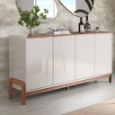 Ver imagem 1 de Buffet Aparador Cantinho 4 Portas Pés Madeira Elegance - Off White Jequetiba