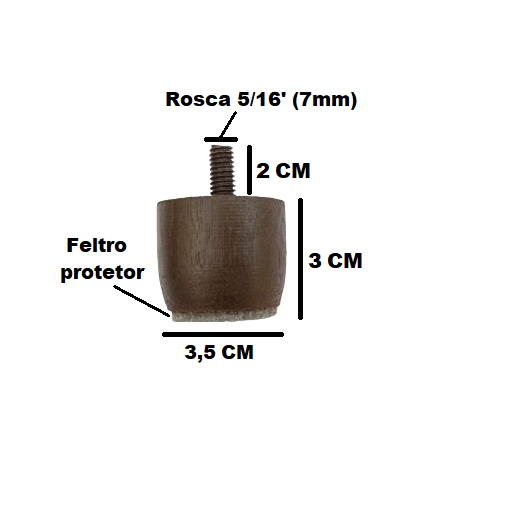 Kit 12 Pés Cama Box Baú Marrom Mini Altura 3cm P/ Queen King - 2