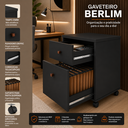 Ver imagem 4 de Gaveteiro para Escritório 2 Gavetas MDP MDF Berlin - Preto/Naturale