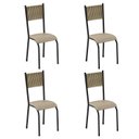 Ver imagem 1 de Kit 4 Cadeiras de Jantar Estofadas Corino Mariana Bege Rami/Pérola/Preto