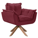 Ver imagem 1 de Poltrona Opala Giratória Madeira Suede Bordô