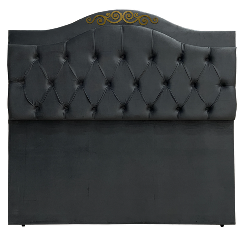 Cabeceira Solteiro Cama Box Botões Detalier Provençal Cinza Suede com Pés 120 Rbl