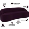 Sofá 3 Lugares Curvo Sala de Estar Living Lótus D02 Veludo Roxo 210 cm C-292 - Lyam Decor - 4