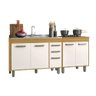 Kit de Cozinha 190cm 5 Portas 2 Gavetas com Balcão para Pia e Cooktop - Freijó/off Acetinado Poliman - 1