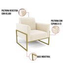 Ver imagem 3 de Poltrona Sala Decorativa Marisa Industrial Alta Dourada Veludo D03 - D’Rossi