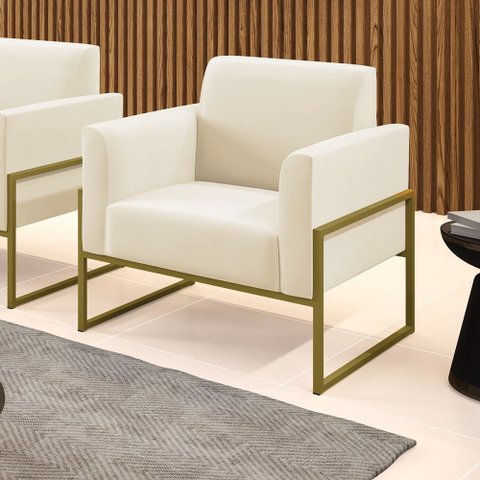 Poltrona Sala Decorativa Marisa Industrial Alta Dourada Veludo D03 - D’Rossi