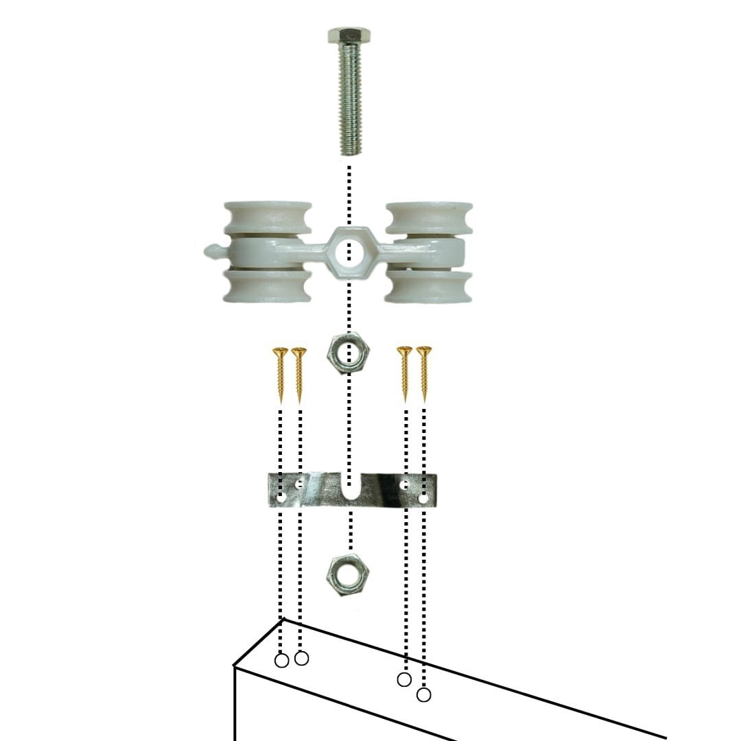 Kit 2 Roldanas e 1 Guia para Trilho Alumínio 35x35 - Branco - Alfer - 5