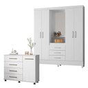 Ver imagem 1 de Cômoda Flora e Guarda Roupa Casal Capelinha Pérsia Branco Flex - Demóbile