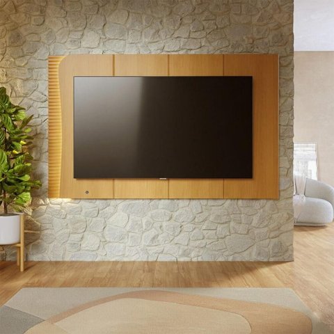 Painel para TV até 75 Polegadas Amalfi com LED Ripado - Naturale