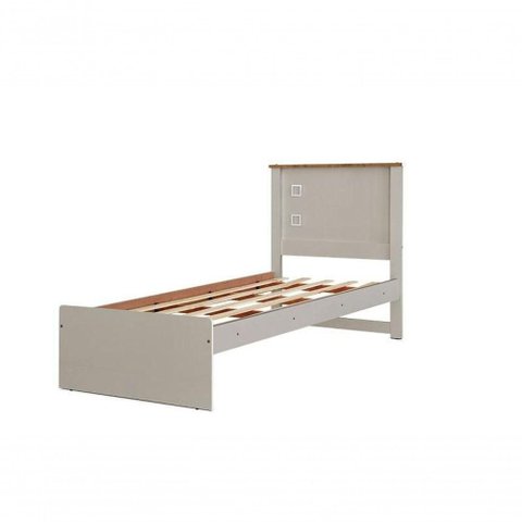 Cama Solteiro Barcelona Off White e Nature - Tebarrot