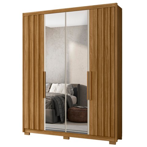 Guarda Roupa Solteiro 176cm Espelho Milão M07 Freijó/off - Mpozenato