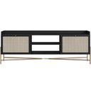 Ver imagem 3 de Rack para Sala de Estar Tv 65 Pol 183cm Industrial Indy A03 Nero Dourado - Lyam Decor