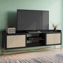 Ver imagem 2 de Rack para Sala de Estar Tv 65 Pol 183cm Industrial Indy A03 Nero Dourado - Lyam Decor