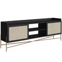 Ver imagem 1 de Rack para Sala de Estar Tv 65 Pol 183cm Industrial Indy A03 Nero Dourado - Lyam Decor