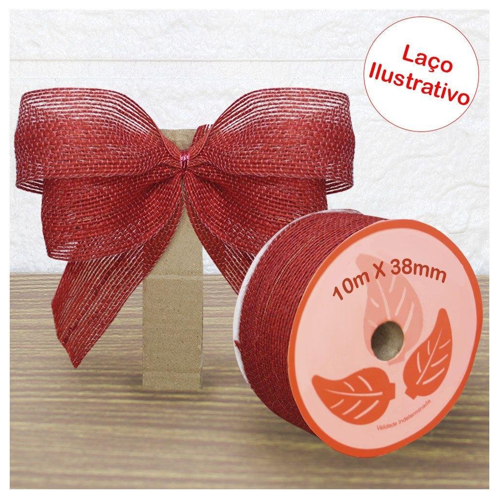 Kit 2 Rolo Fita de Juta Vermelha Natal Decoração Natalina 3, - 1