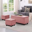 Ver imagem 1 de Kit Recamier Madri 1,60m + 2 Puff Suede Rose - Inova Decor Inova Decorações Kit Madri