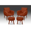Ver imagem 1 de Kit 2 Poltronas Nina + 2 Puff Redondo Danny Suede Terracota -rv Decora