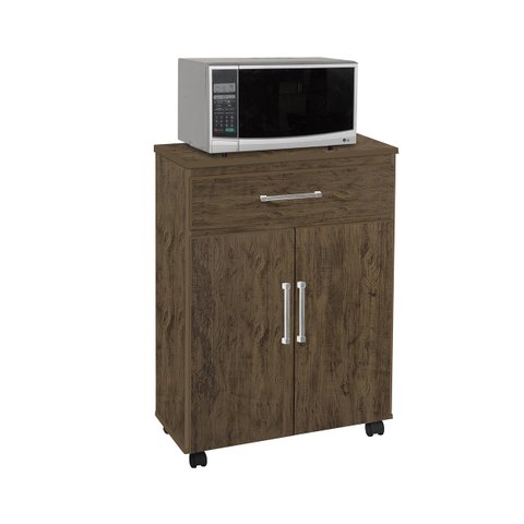  Balcão Armário Multiuso Micro-ondas para Cozinha Aurora Amêndoa 2 Portas e 1 Gaveta