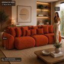 Ver imagem 6 de Sofá Retrátil 6 Lugares Veludo Armani 2,90 Mts Terracota